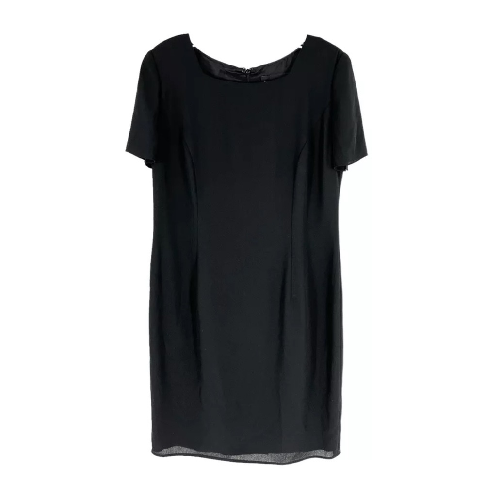 Vintage Ursula of Switzerland Dress Womens Size 12P Black Sheath Short Sleeve